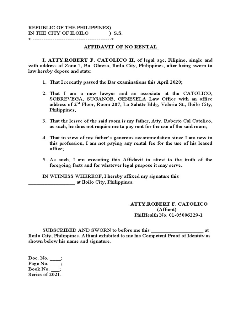 Affidavit of Non Rental | PDF