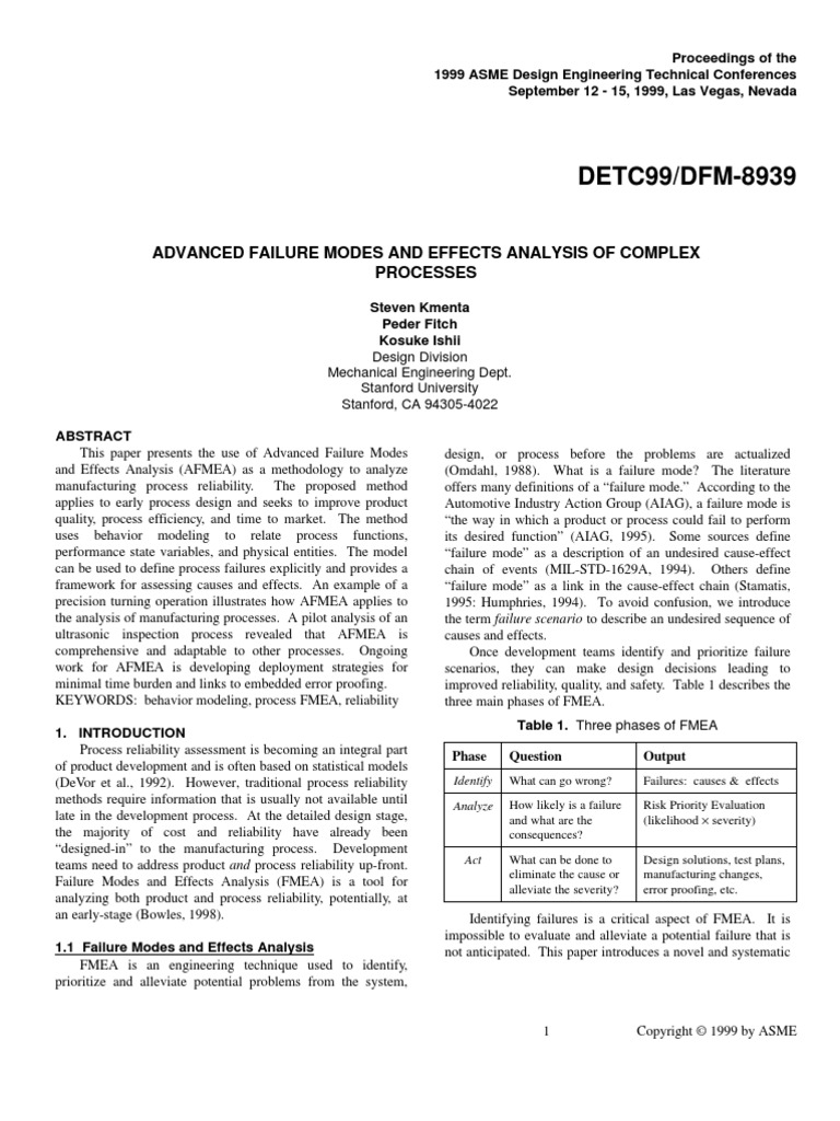 Paper Advanced Failure Modes and Effects Analysis of Complex Processes ...
