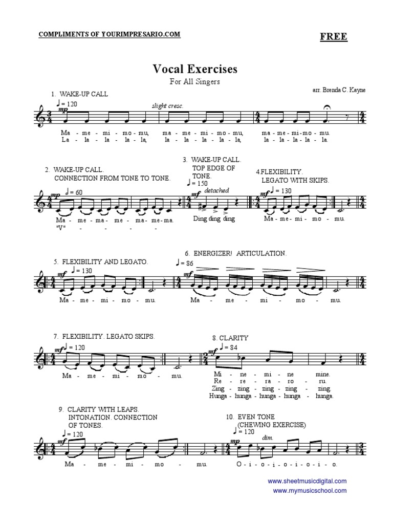 Warm Up Exercises PDF Teoría musical Notación musical