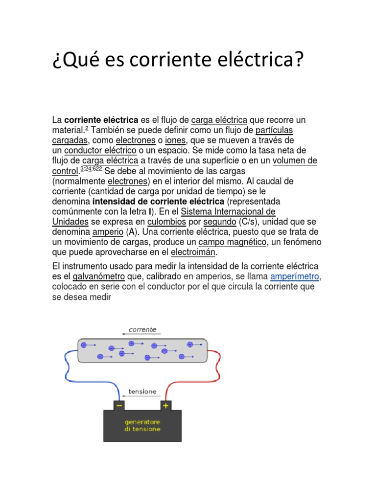 Qué Es Corriente Eléctrica | PDF | Conductor electrico | Corriente