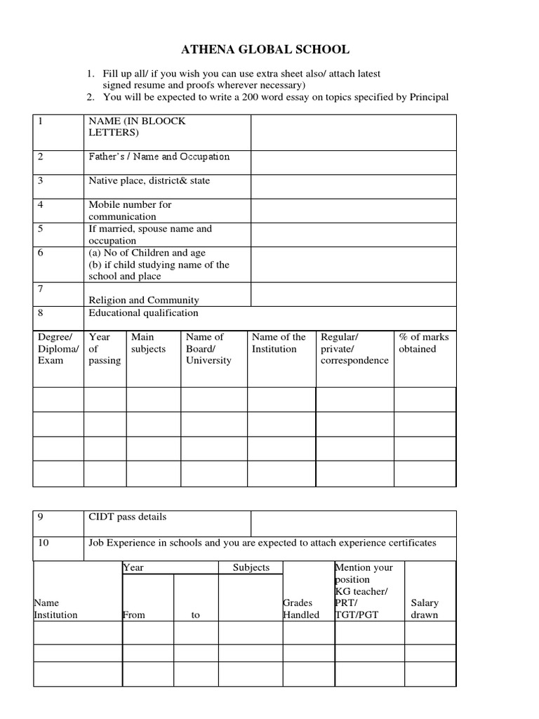 Job Seekers Form | PDF | Teachers | Test (Assessment)