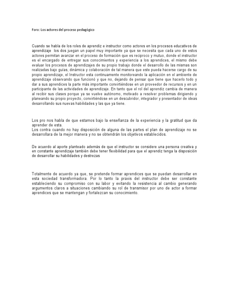 Roles en el Proceso Pedagógico | PDF