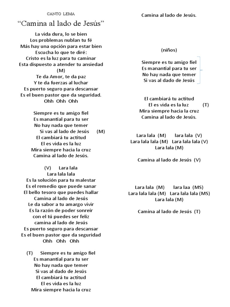 Camina al lado de Jesús: Letra y Mensaje | PDF