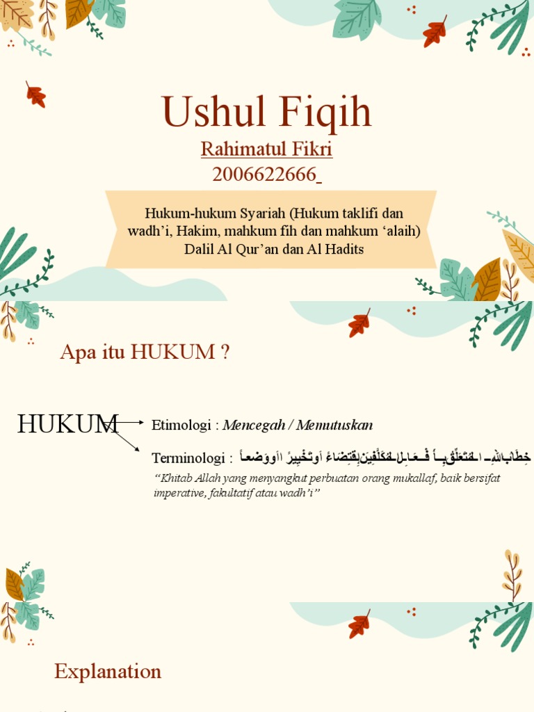 Ppt Ushul Fiqih Hukum Taklifi Hukum Wadh I Pdf