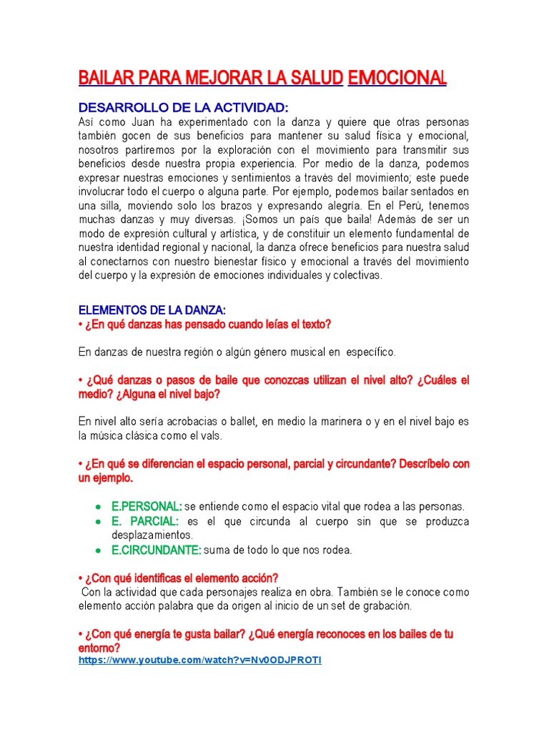 Bailar para Mejorar La Salud Emocional | PDF | Bailes | Las emociones