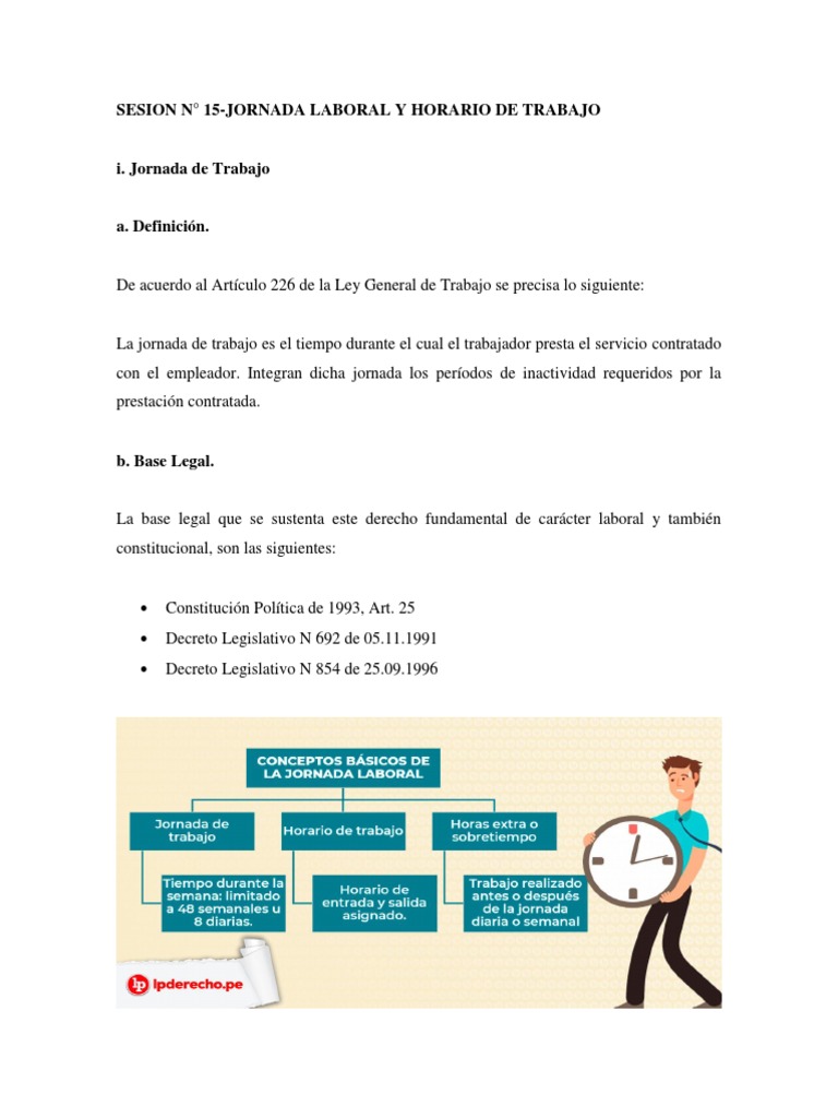 Sesion #15-Jornada Laboral y Horario de Trabajo | PDF | Tiempo de ...