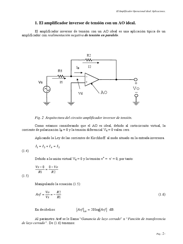 Amplificador Inversor con AO Ideal | PDF | Amplificador operacional ...