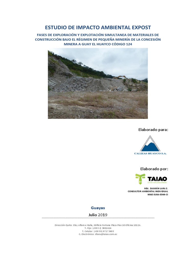 EIA Huayco | PDF | Evaluación de impacto ambiental | Residuos