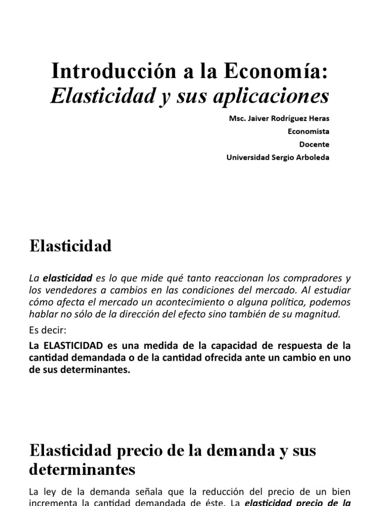 Elasticidad para La Demanda y para La Oferta | PDF | Elasticidad ...