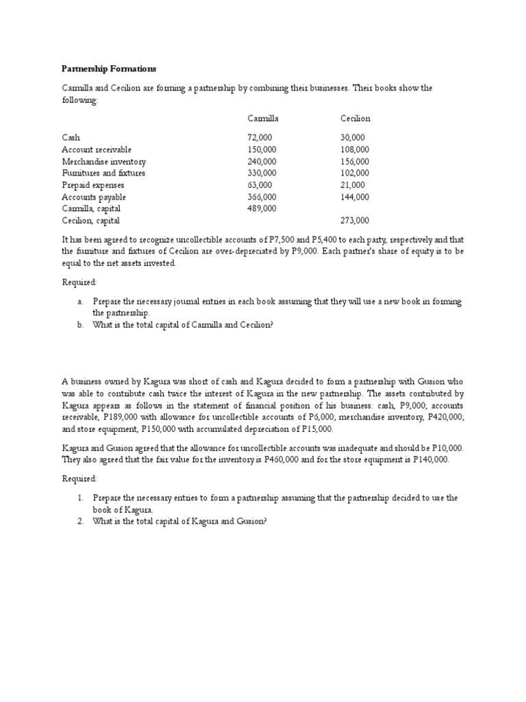 Partnership Formation and Capital Analysis | PDF | Balance Sheet | Business