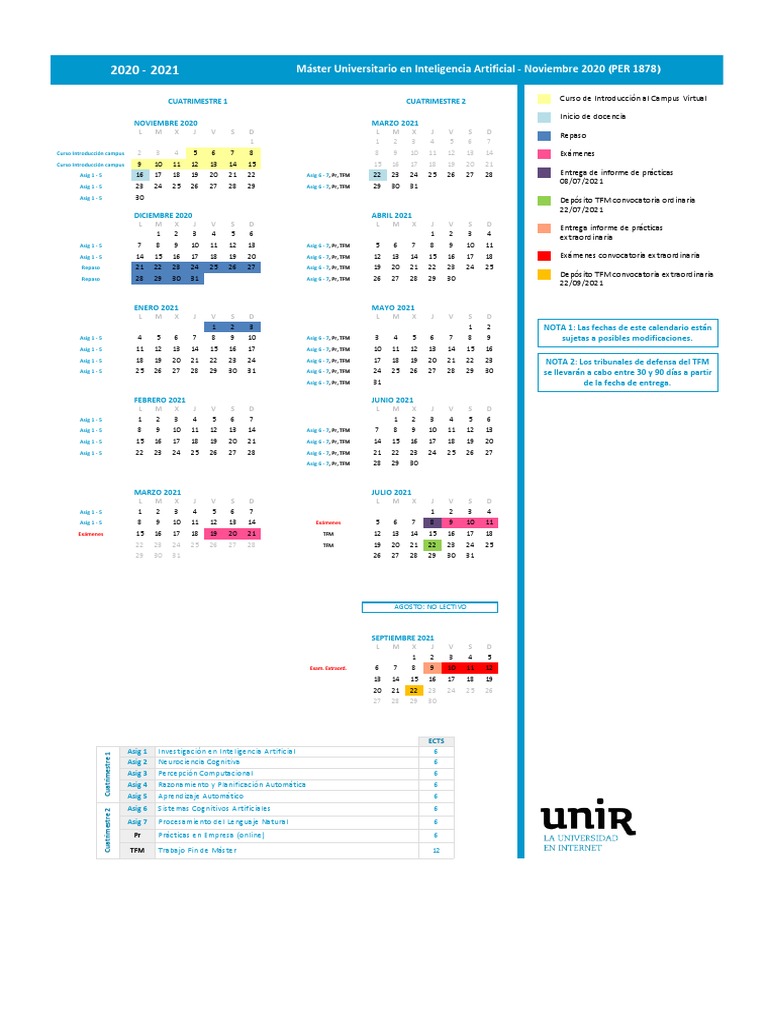 Calendario+Académico UNIR PDF