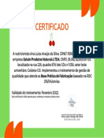 Certificado Treinamento BPF - Salute