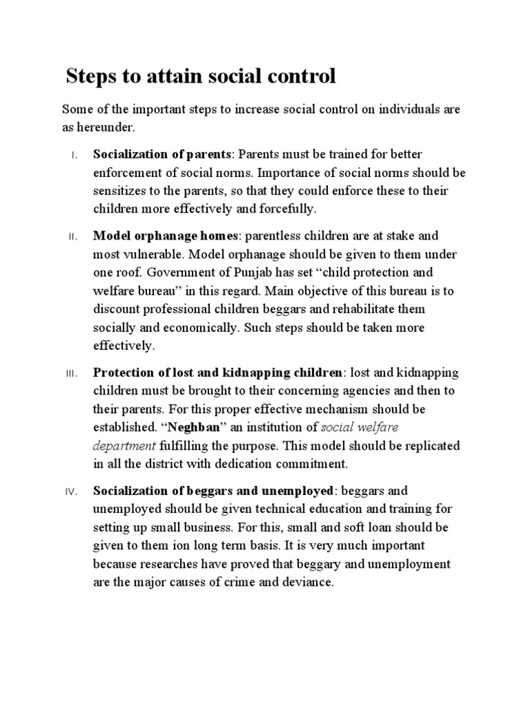 Steps To Attain Social Control | PDF | Crime & Violence | Crime Thriller