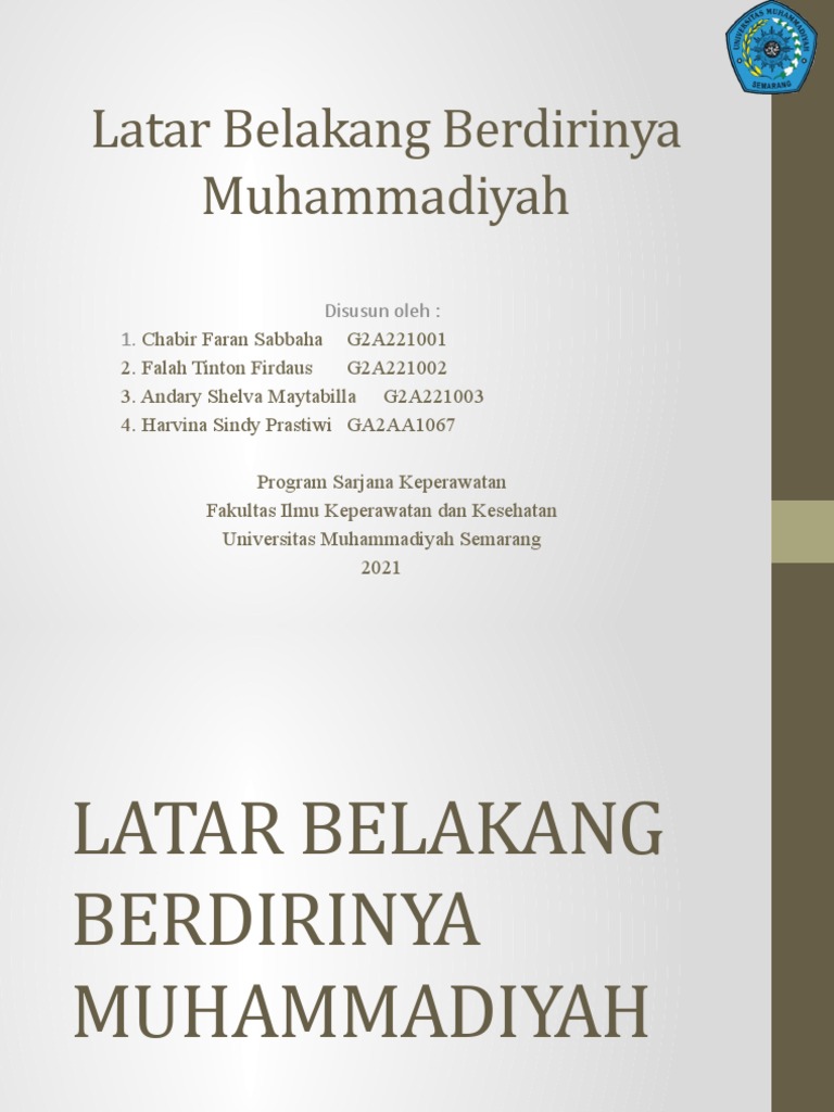 Latar Belakang Berdirinya Muhammadiyah PDF
