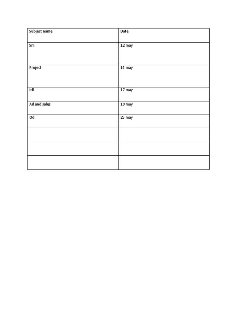 Date Sheet | PDF