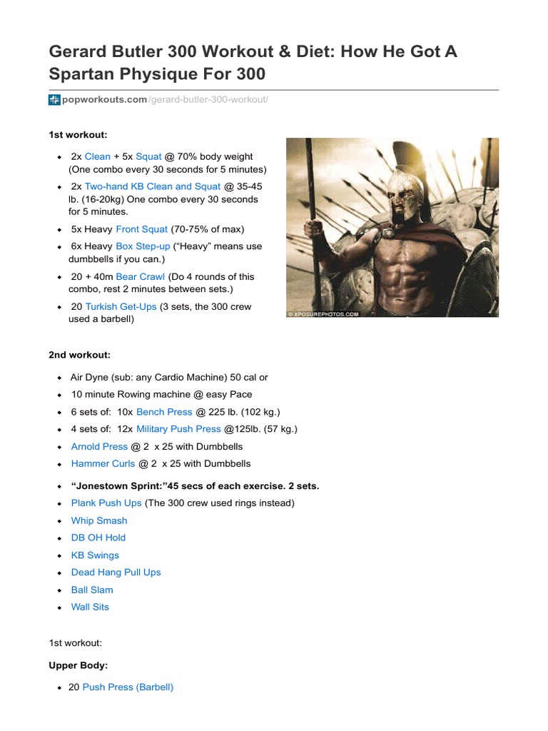 Gerard Butler 300 Workout & Diet How He Got A Spartan Physique For 300