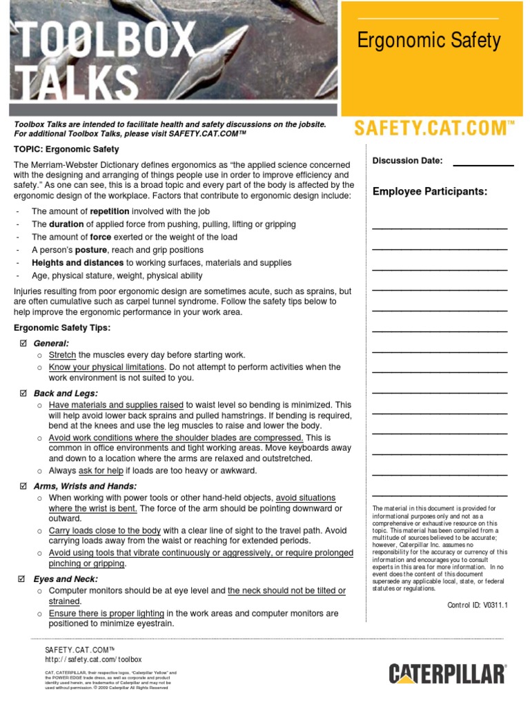TBT - Ergonomic Safety | PDF | Human Factors And Ergonomics ...