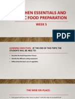 Kitchen Essentials and Basic Food Preparation: Week 5