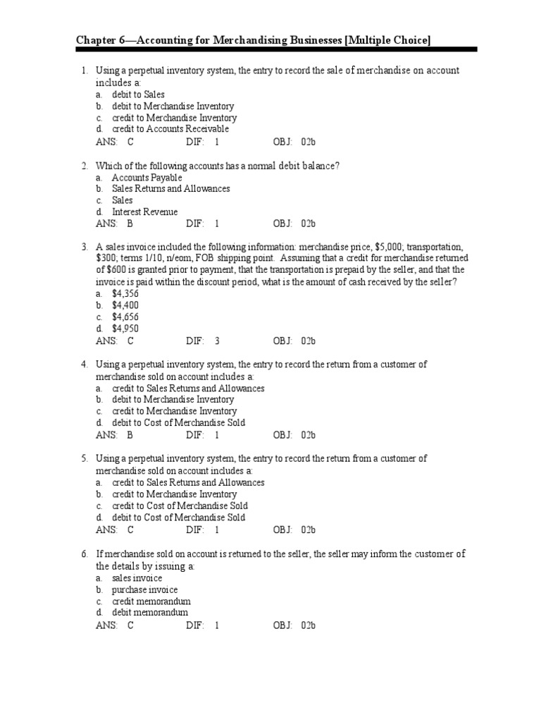 Merchandising Accounting Practice Quiz | PDF | Debit Card | Invoice