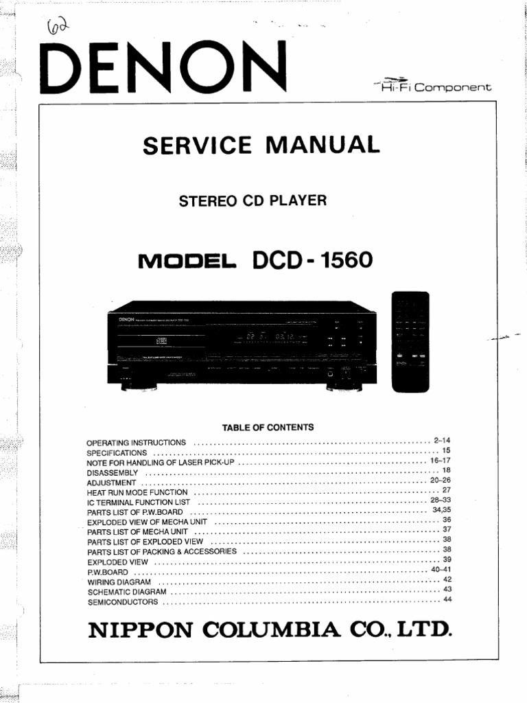 Denon DCD1560 CD SM | PDF