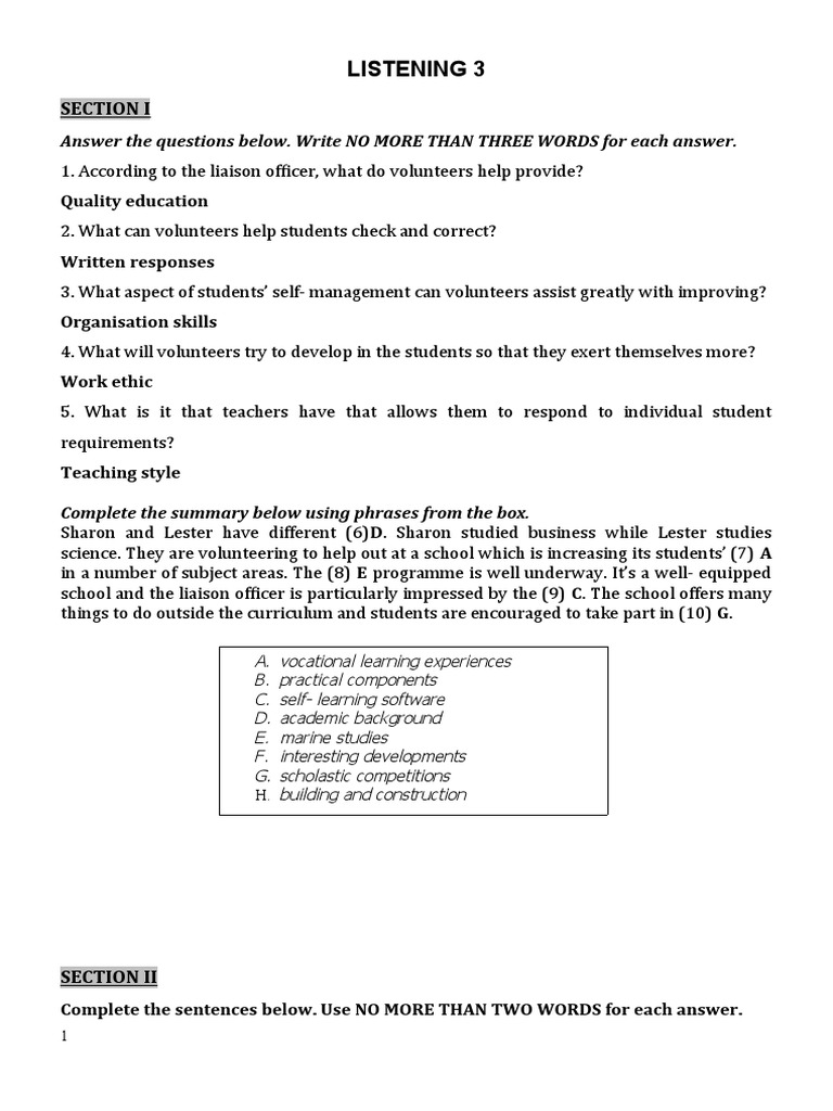 Listening Practice Pdf Phobia Behavioural Sciences