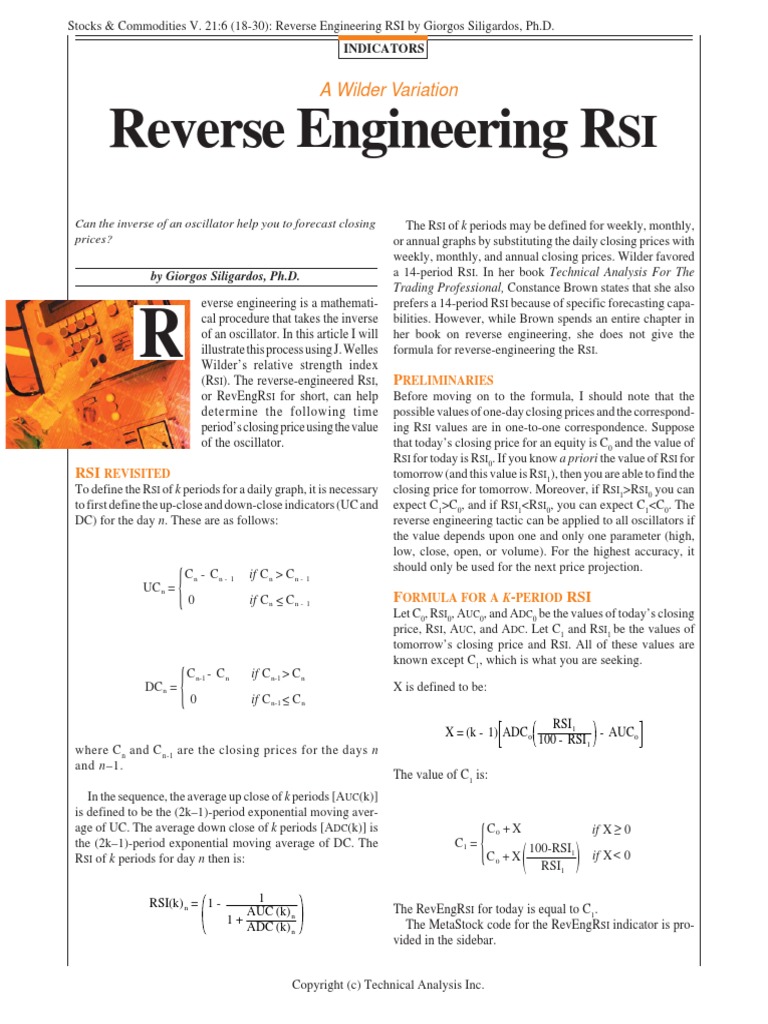 Reverse Engineering Rsi PDF Free | PDF | Technical Analysis | Moving ...