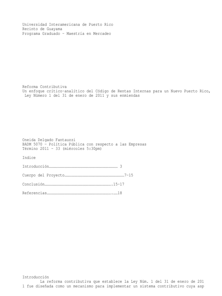 Reforma Contributiva Download Free PDF Puerto Rico Impuestos
