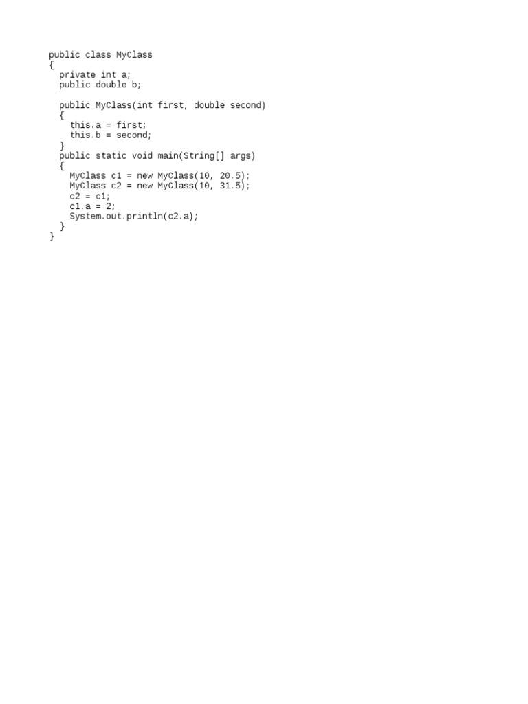 Java Class Example with Object Reference | PDF