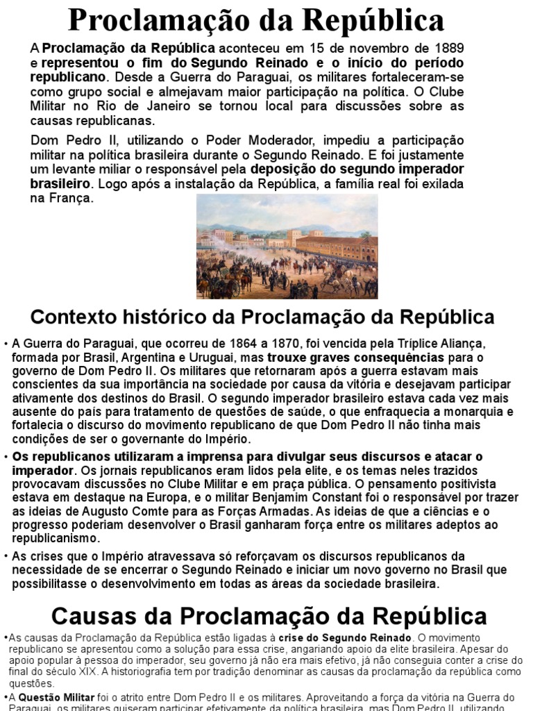 Resumo da história da República Brasileira. República Brasileira