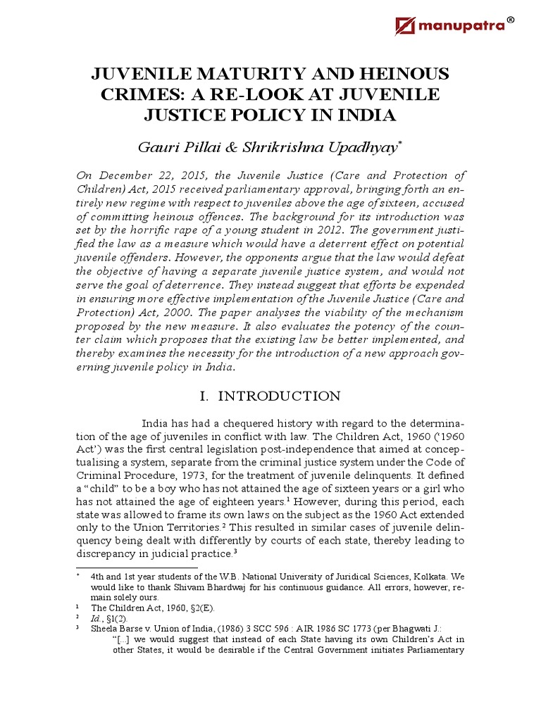 Juvenile Justice Reform in India | PDF | Juvenile Delinquency | Crime ...