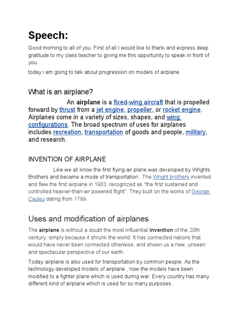 Progression of Airplane Models | PDF | Social Science | Travel