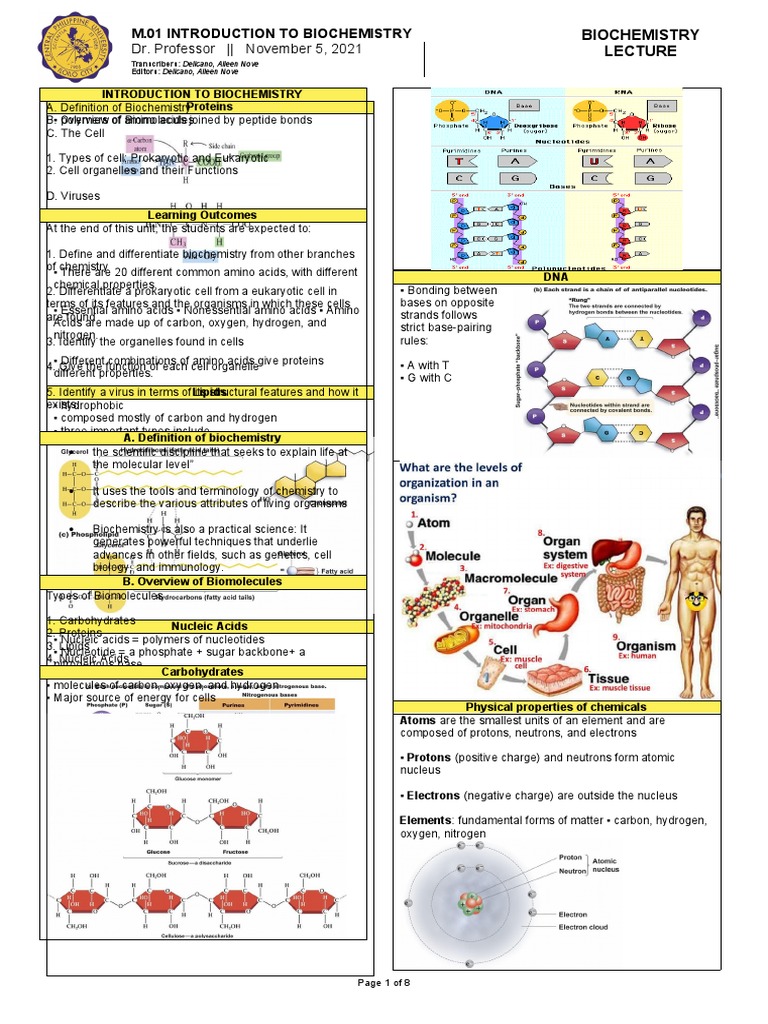 Overview of Key Biomolecules in Biochemistry | PDF | Cell (Biology) | Virus