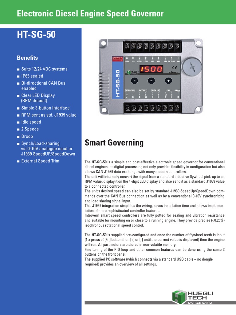 HTSG50 Electronic Diesel Engine Speed Governor PDF Parameter