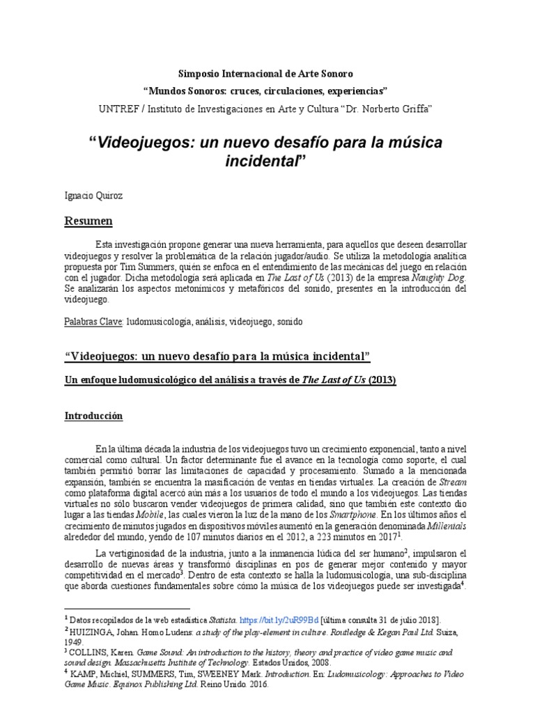 Ignacio Quiroz Videojuegos, Un Nuevo Desafío para La Música Incidental PDF Videojuegos