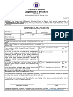 Department of Education: Health Declaration Form