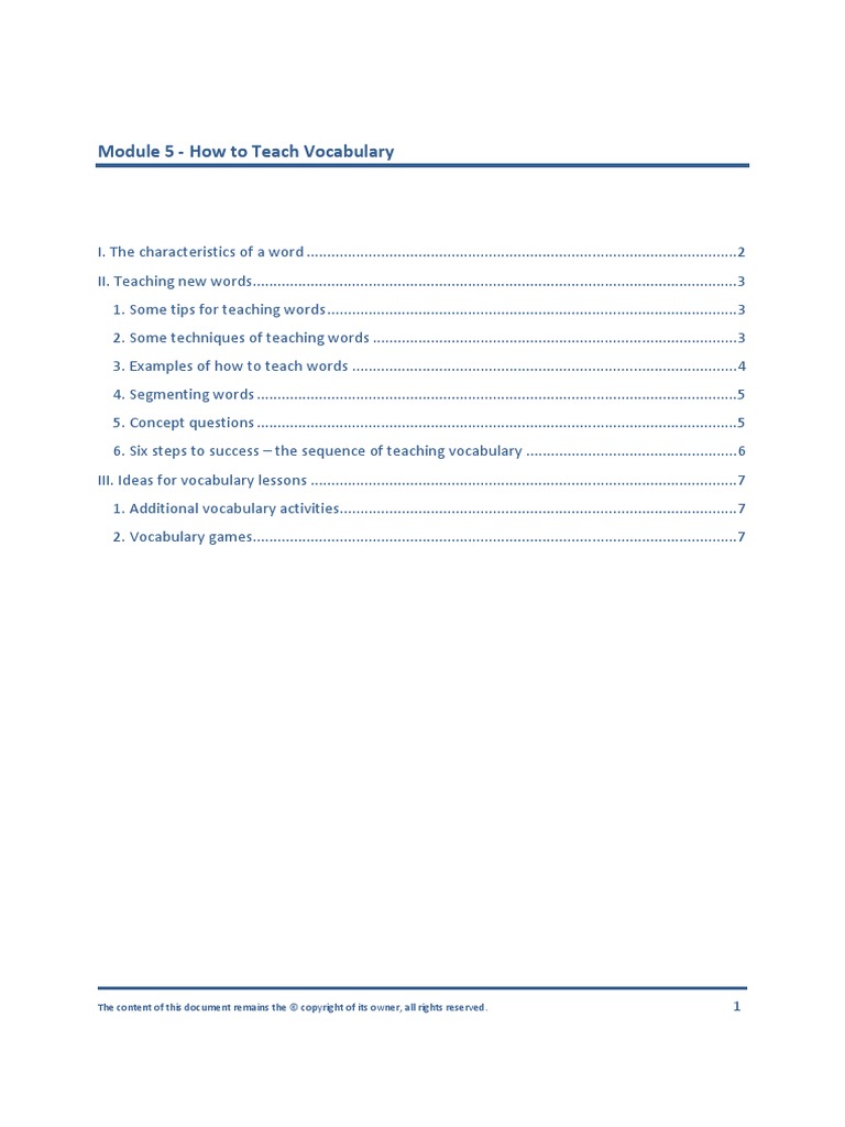 (ELT READING) How To Teach Vocabulary | PDF | Vocabulary | Word