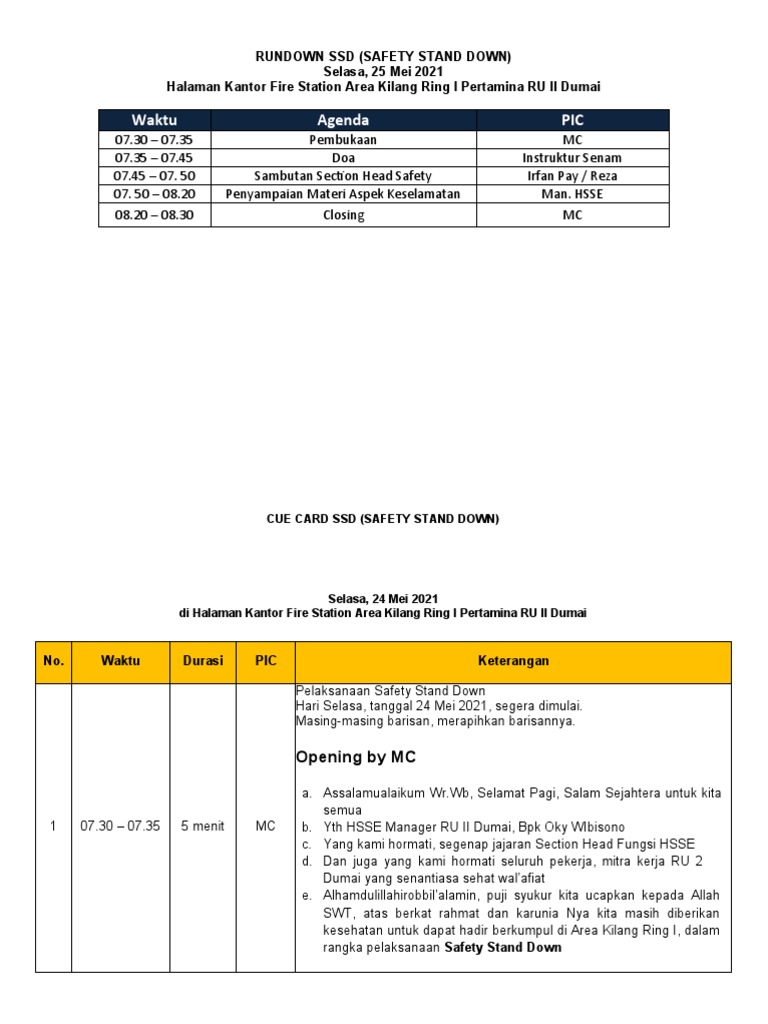 Rundown & Cue Card SSD 25.05.21 | PDF