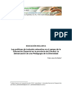 Las Políticas de Inclusión Educativa en El Campo de La Educación Especial en La Provincia Del Chubut: La Demarcación de Una Pedagogía de La Diversidad