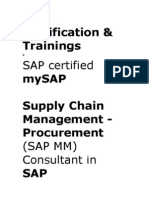 Certification & Trainings Mysap Supply Chain Management - Procurement