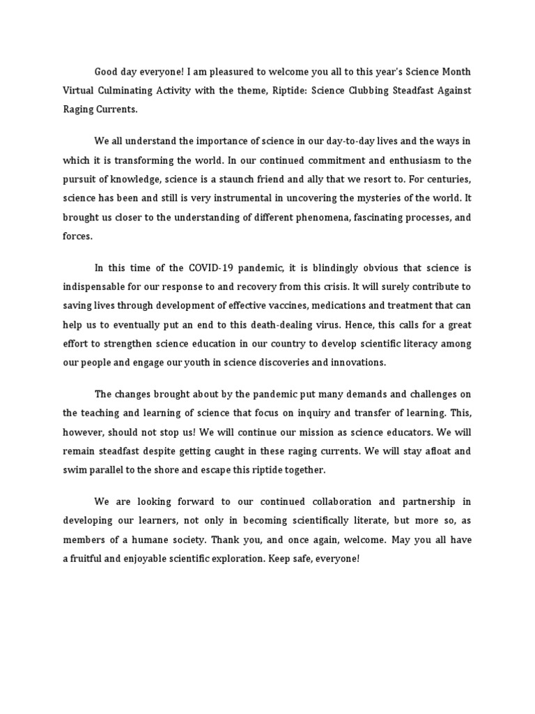 Opening Remarks for Science Month 2025 | PDF