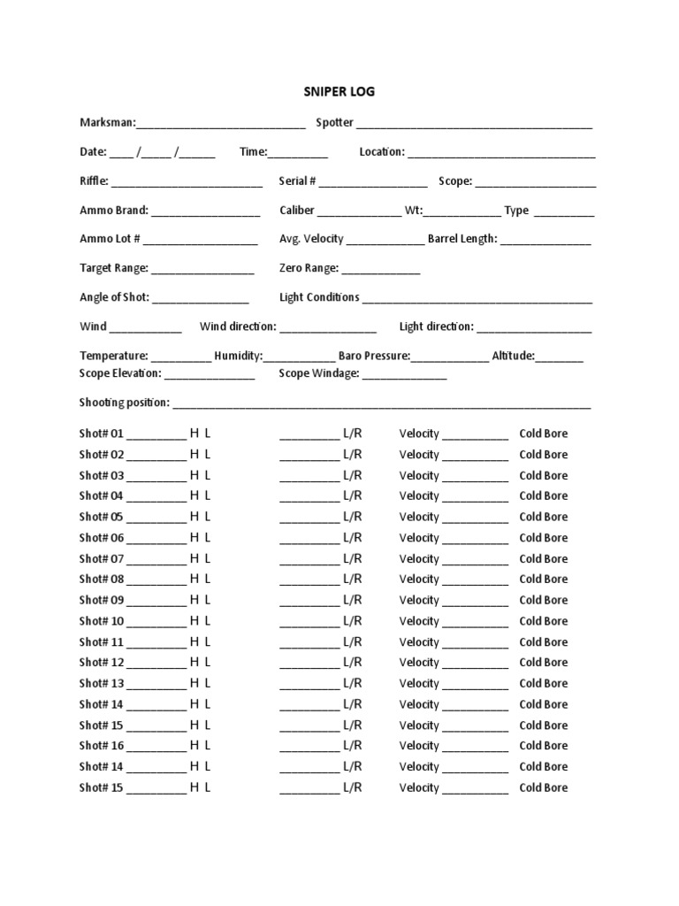 Sniper Log | PDF | Sniper | Telescopic Sight