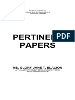 Pertinent Papers: Ms. Glory Jane T. Elacion