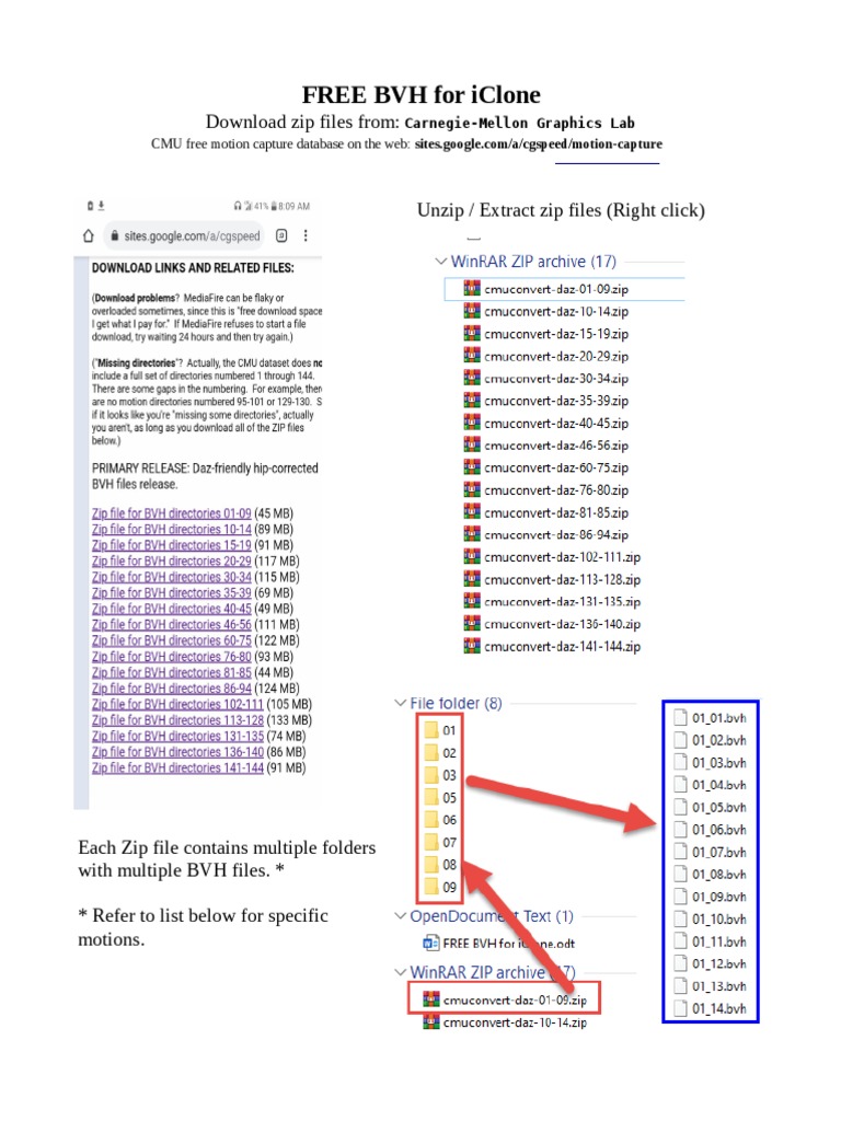 Free BVH Files from CMU Database | PDF