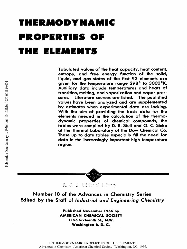 Thermodynamic Properties of Elements | PDF | Temperature | Heat