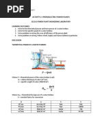 Activity 2: Hydroelectric Power Plants: Ee133L Power Plant Engineering Laboratory Learning Outcomes