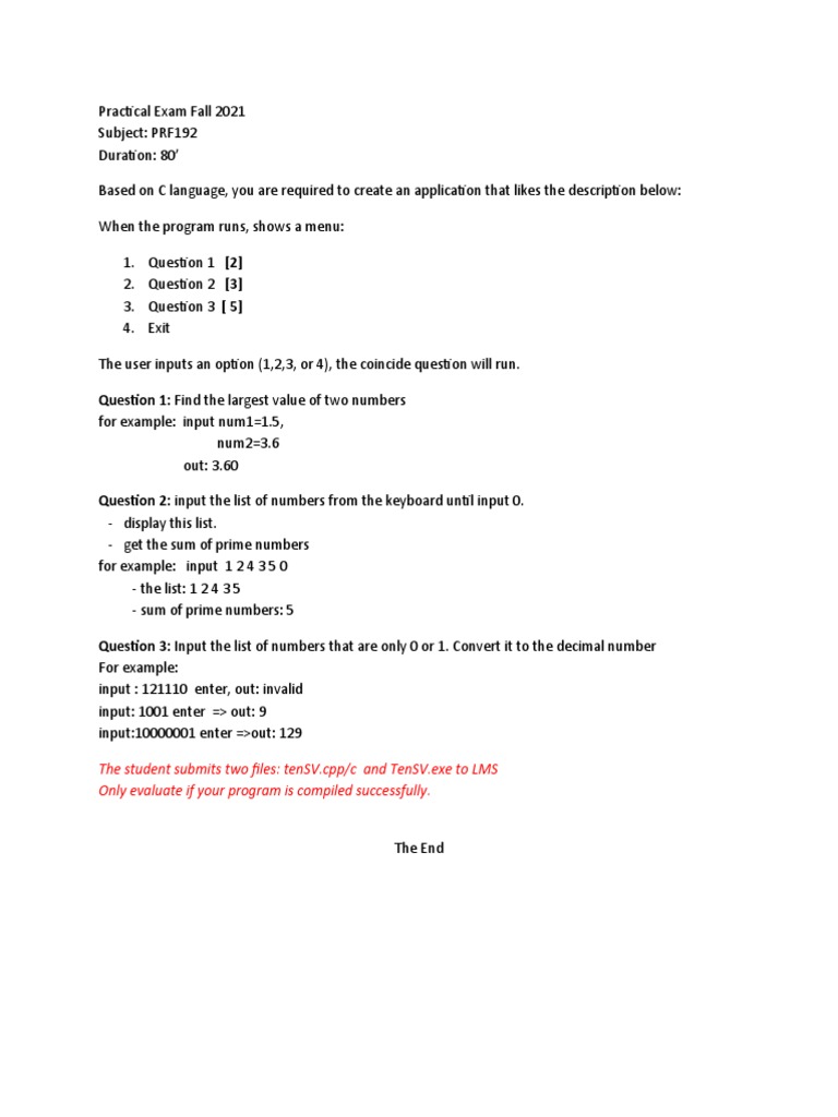 C Language Practical Exam Guide | PDF | Teaching Methods & Materials