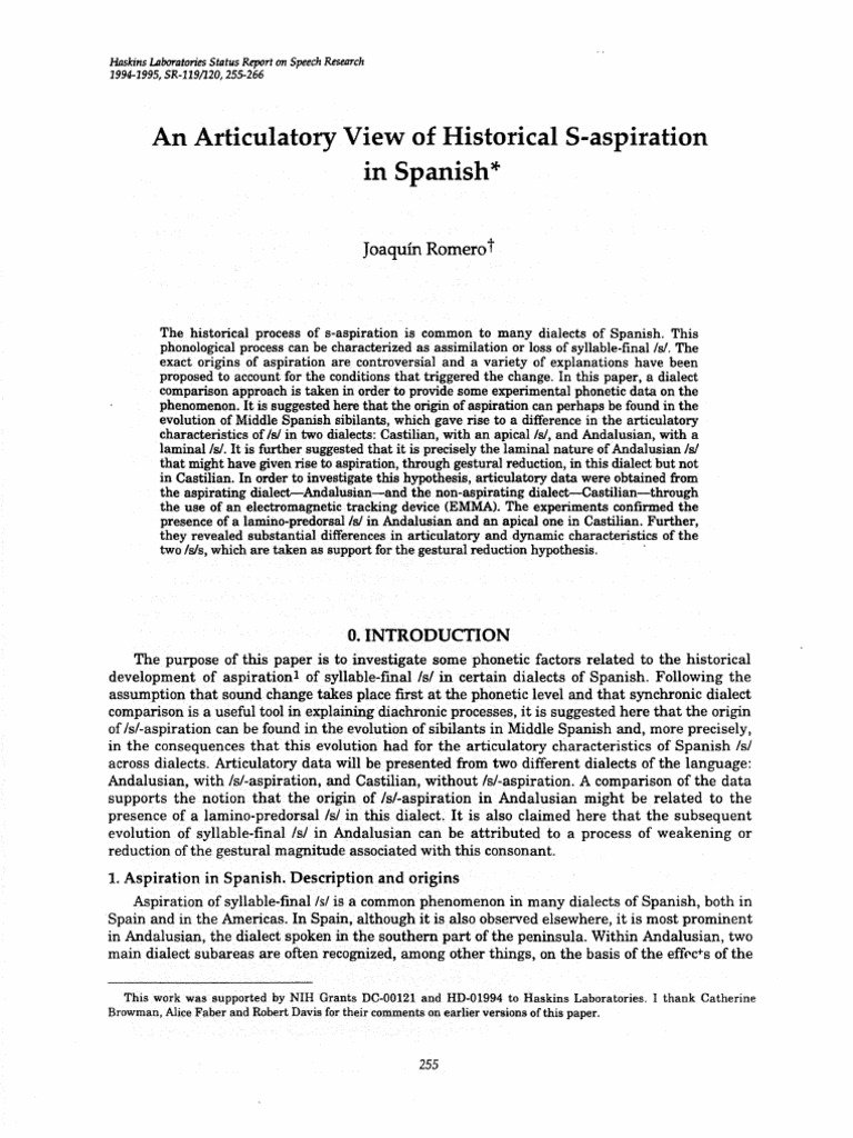 An Articulator y View of Historical SAspiration in Spanish PDF