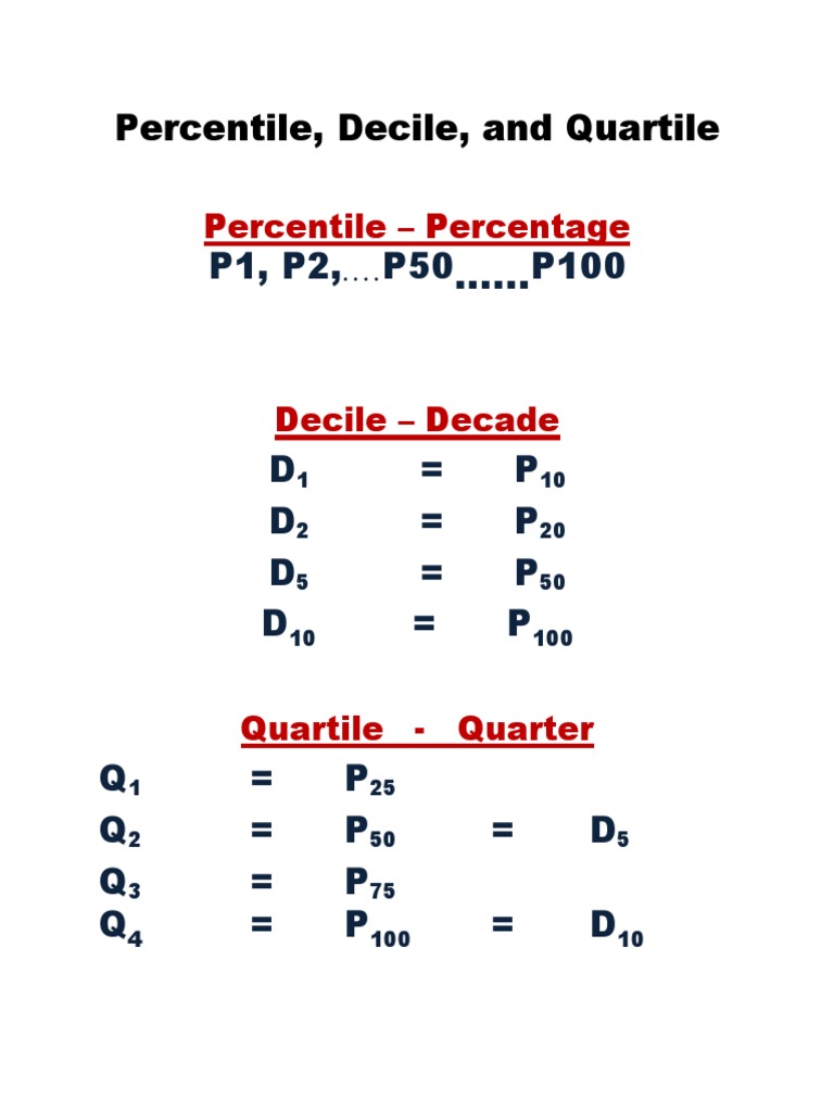 Percentile, Decile, and Quartile P1, P2,.... P50...... P100 PDF