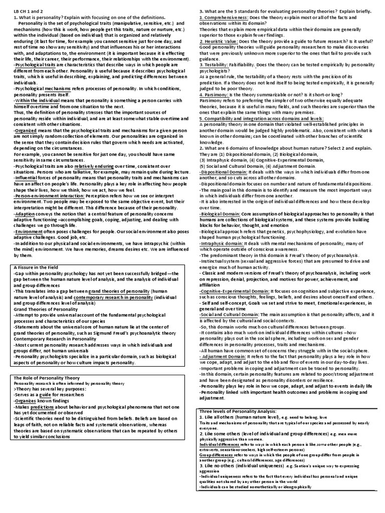 Overview of Personality Psychology | PDF | Validity (Statistics ...