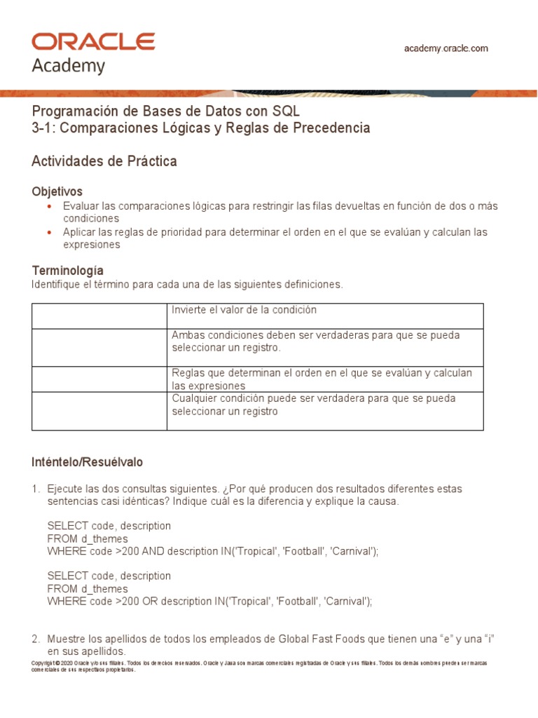 DP 3 1 Practice Esp | PDF | Informática | SQL